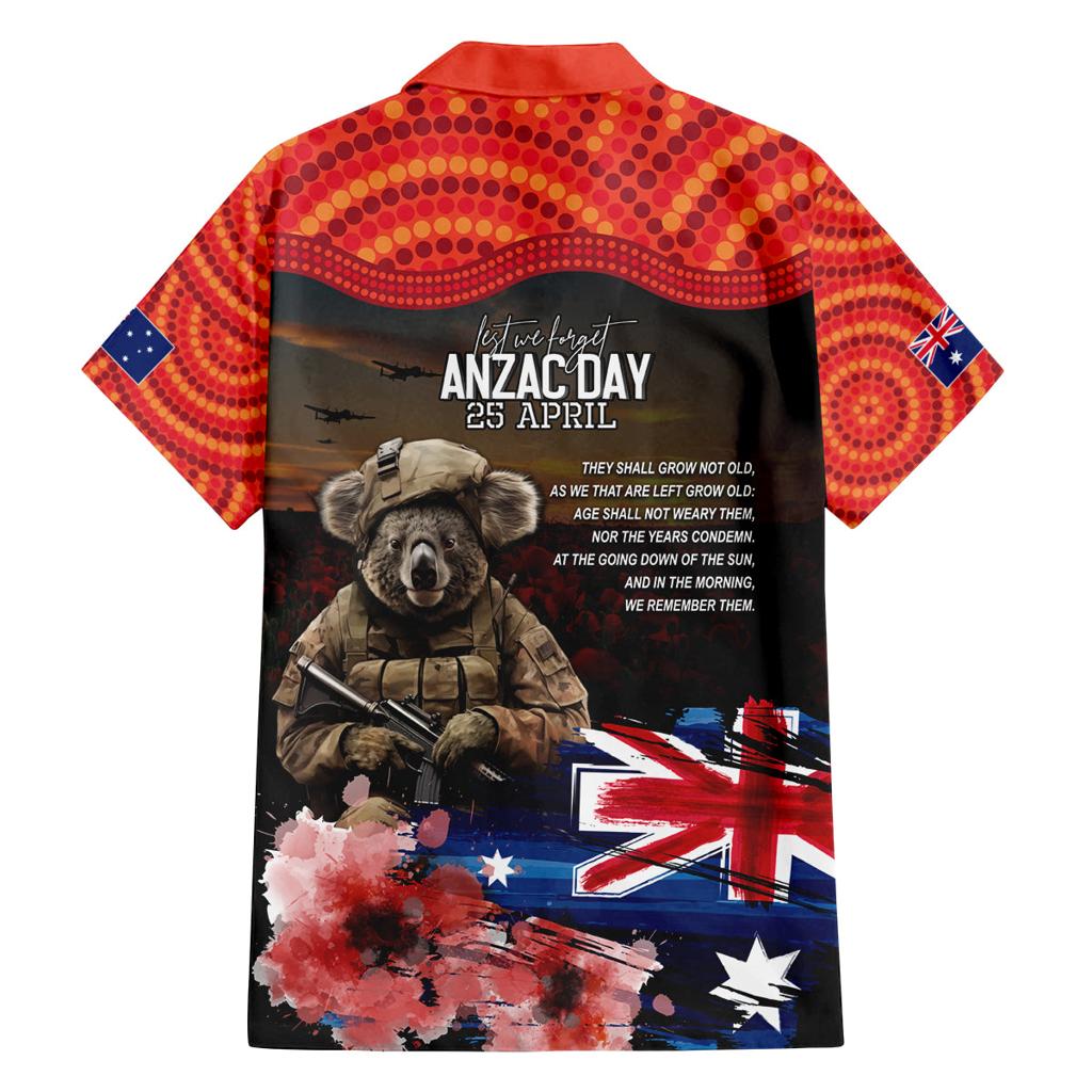 Australia ANZAC Day Family Matching Long Sleeve Bodycon Dress and Hawaiian Shirt Koala and Kangaroo Red Poppy Flower Field Aboriginal Pattern