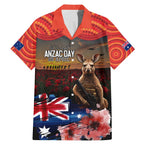 Australia ANZAC Day Family Matching Mermaid Dress and Hawaiian Shirt Koala and Kangaroo Red Poppy Flower Field Aboriginal Pattern