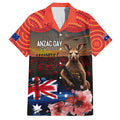 Australia ANZAC Day Family Matching Off The Shoulder Long Sleeve Dress and Hawaiian Shirt Koala and Kangaroo Red Poppy Flower Field Aboriginal Pattern