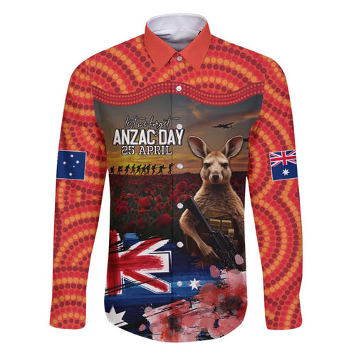 Australia ANZAC Day Family Matching Puletasi and Hawaiian Shirt Koala and Kangaroo Red Poppy Flower Field Aboriginal Pattern