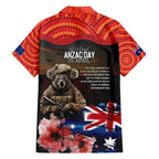 Australia ANZAC Day Family Matching Summer Maxi Dress and Hawaiian Shirt Koala and Kangaroo Red Poppy Flower Field Aboriginal Pattern