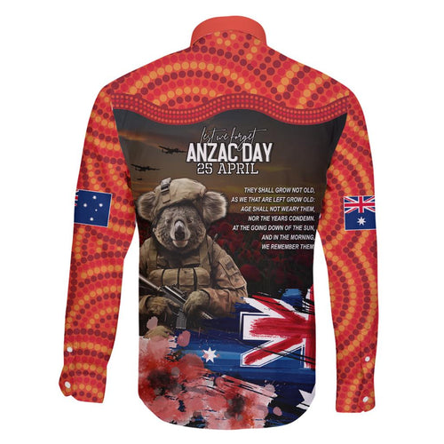 Australia ANZAC Day Family Matching Summer Maxi Dress and Hawaiian Shirt Koala and Kangaroo Red Poppy Flower Field Aboriginal Pattern