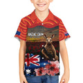 Australia ANZAC Day Kid Hawaiian Shirt Koala and Kangaroo Red Poppy Flower Field Aboriginal Pattern