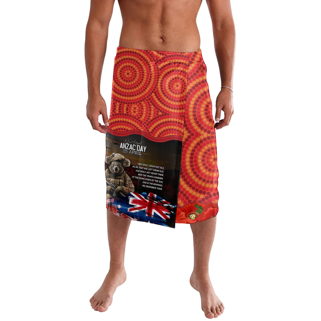 Australia ANZAC Day Lavalava Koala and Kangaroo Red Poppy Flower Field Aboriginal Pattern