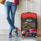 Australia ANZAC Day Luggage Cover Koala and Kangaroo Red Poppy Flower Field Aboriginal Pattern