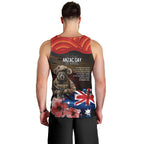 Australia ANZAC Day Men Tank Top Koala and Kangaroo Red Poppy Flower Field Aboriginal Pattern