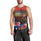 Australia ANZAC Day Men Tank Top Koala and Kangaroo Red Poppy Flower Field Aboriginal Pattern