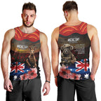 Australia ANZAC Day Men Tank Top Koala and Kangaroo Red Poppy Flower Field Aboriginal Pattern