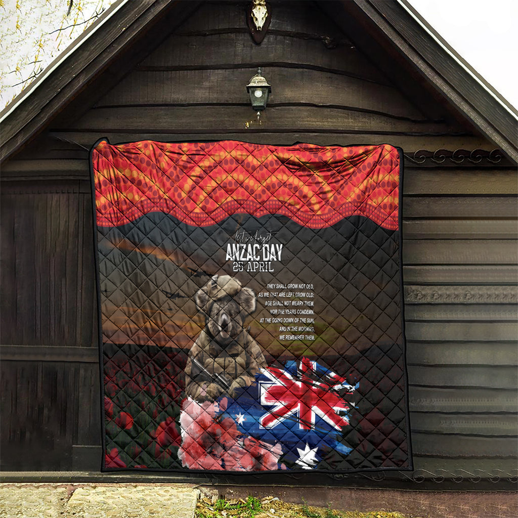 Australia ANZAC Day Quilt Koala and Kangaroo Red Poppy Flower Field Aboriginal Pattern