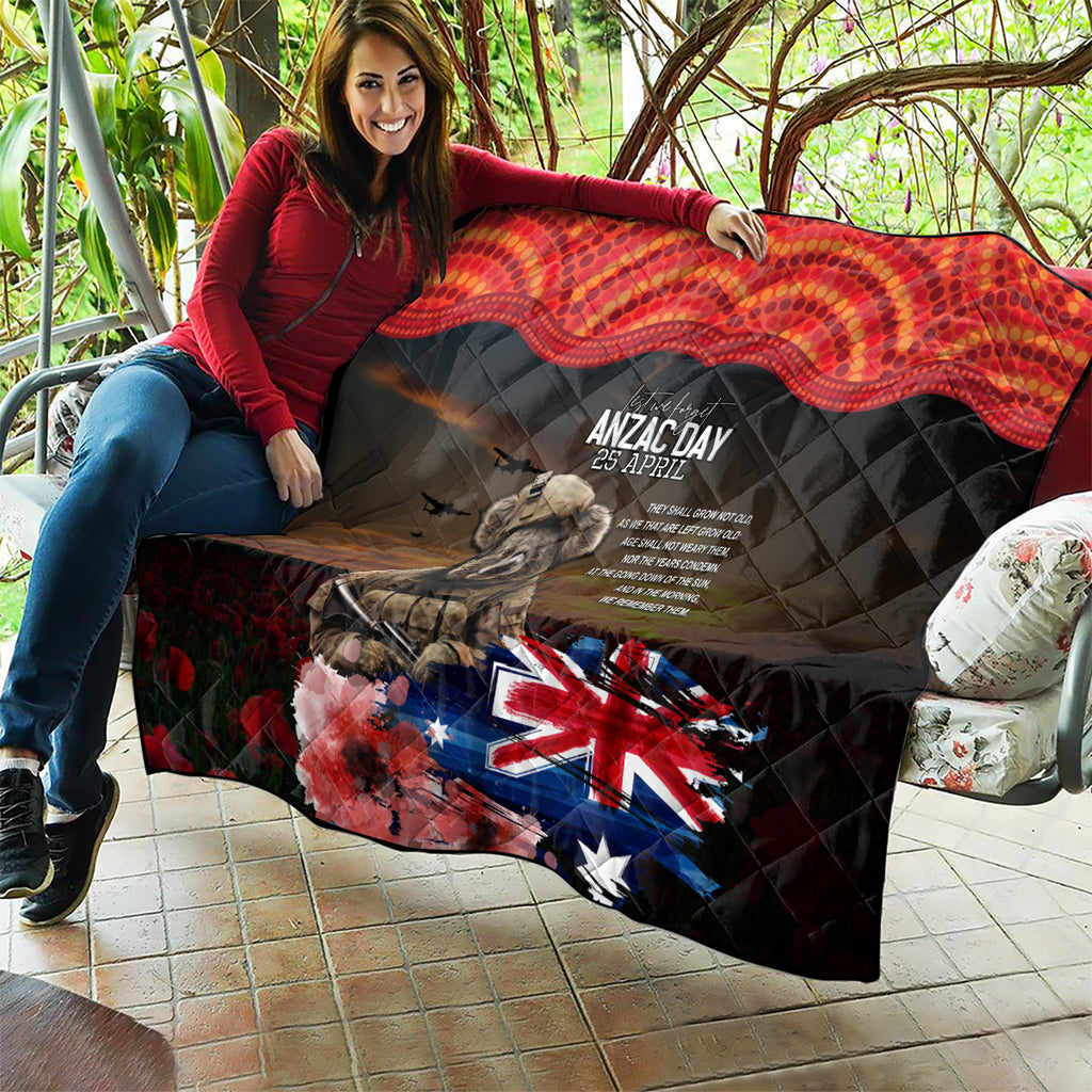 Australia ANZAC Day Quilt Koala and Kangaroo Red Poppy Flower Field Aboriginal Pattern