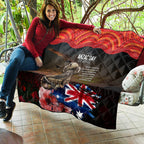 Australia ANZAC Day Quilt Koala and Kangaroo Red Poppy Flower Field Aboriginal Pattern