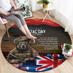 Australia ANZAC Day Round Carpet Koala and Kangaroo Red Poppy Flower Field Aboriginal Pattern