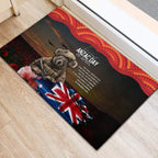 Australia ANZAC Day Rubber Doormat Koala and Kangaroo Red Poppy Flower Field Aboriginal Pattern