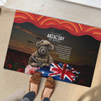 Australia ANZAC Day Rubber Doormat Koala and Kangaroo Red Poppy Flower Field Aboriginal Pattern
