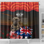 Australia ANZAC Day Shower Curtain Koala and Kangaroo Red Poppy Flower Field Aboriginal Pattern