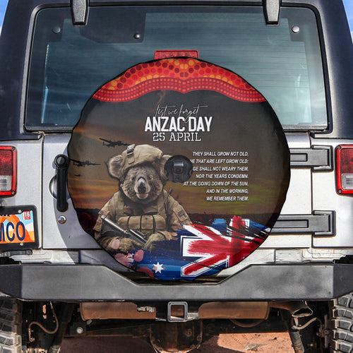 Australia ANZAC Day Spare Tire Cover Koala and Kangaroo Red Poppy Flower Field Aboriginal Pattern