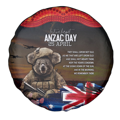 Australia ANZAC Day Spare Tire Cover Koala and Kangaroo Red Poppy Flower Field Aboriginal Pattern