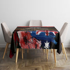 Australia ANZAC Day Tablecloth Koala and Kangaroo Red Poppy Flower Field Aboriginal Pattern