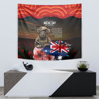 Australia ANZAC Day Tapestry Koala and Kangaroo Red Poppy Flower Field Aboriginal Pattern