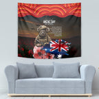 Australia ANZAC Day Tapestry Koala and Kangaroo Red Poppy Flower Field Aboriginal Pattern