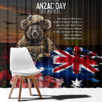 Australia ANZAC Day Window Curtain Koala and Kangaroo Red Poppy Flower Field Aboriginal Pattern
