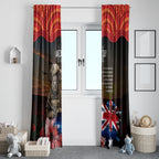 Australia ANZAC Day Window Curtain Koala and Kangaroo Red Poppy Flower Field Aboriginal Pattern