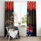 Australia ANZAC Day Window Curtain Koala and Kangaroo Red Poppy Flower Field Aboriginal Pattern