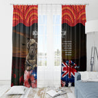 Australia ANZAC Day Window Curtain Koala and Kangaroo Red Poppy Flower Field Aboriginal Pattern