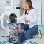 New Zealand Merry Christmas Laundry Basket Maori Tribal Pattern with Xmas Tui Bird
