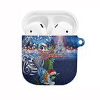 New Zealand Merry Christmas AirPods Case Maori Tribal Pattern with Xmas Tui Bird