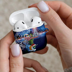 New Zealand Merry Christmas AirPods Case Maori Tribal Pattern with Xmas Tui Bird