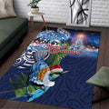 New Zealand Merry Christmas Area Rug Maori Tribal Pattern with Xmas Tui Bird