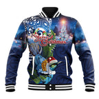 New Zealand Merry Christmas Baseball Jacket Maori Tribal Pattern with Xmas Tui Bird
