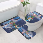 New Zealand Merry Christmas Bathroom Set Maori Tribal Pattern with Xmas Tui Bird