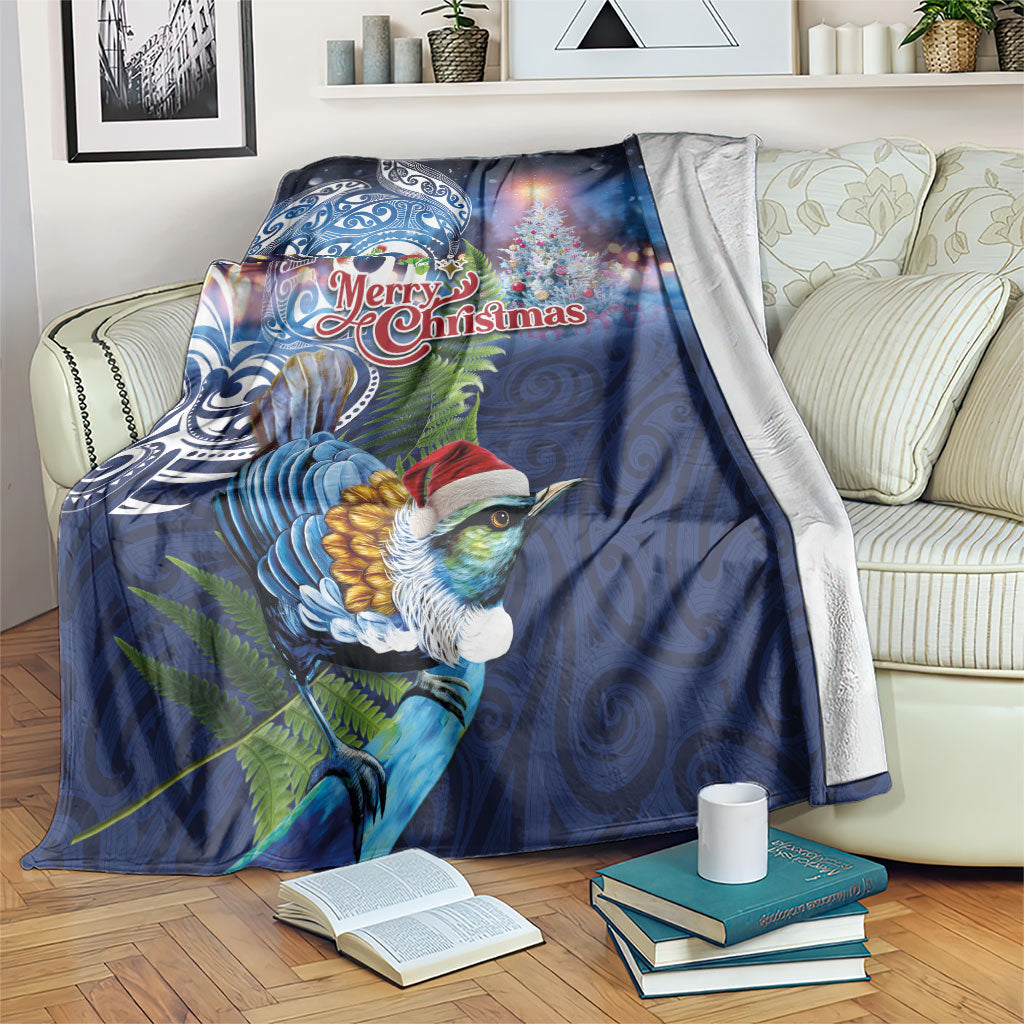 New Zealand Merry Christmas Blanket Maori Tribal Pattern with Xmas Tui Bird