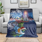 New Zealand Merry Christmas Blanket Maori Tribal Pattern with Xmas Tui Bird