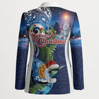 New Zealand Merry Christmas Blazer Maori Tribal Pattern with Xmas Tui Bird