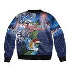 New Zealand Merry Christmas Bomber Jacket Maori Tribal Pattern with Xmas Tui Bird
