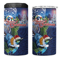New Zealand Merry Christmas 4 in 1 Can Cooler Tumbler Maori Tribal Pattern with Xmas Tui Bird
