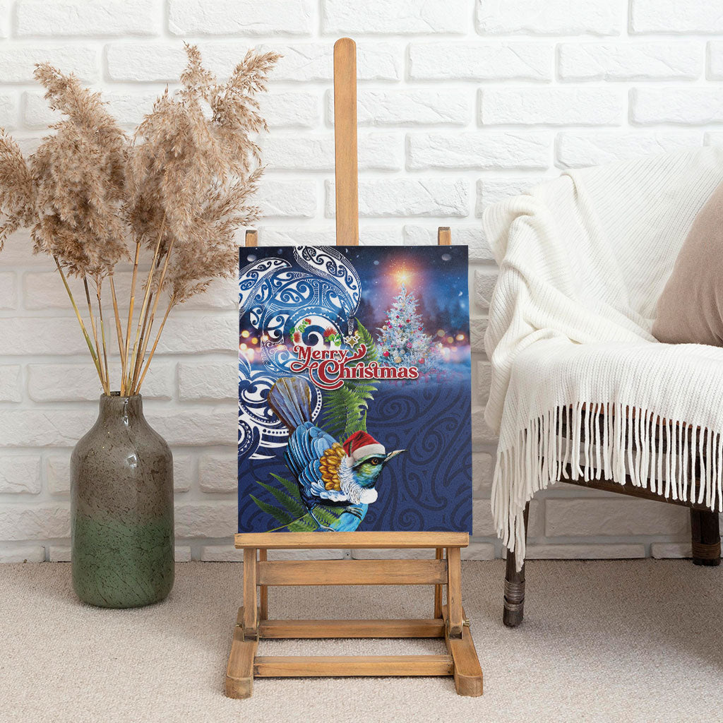 New Zealand Merry Christmas Canvas Wall Art Maori Tribal Pattern with Xmas Tui Bird