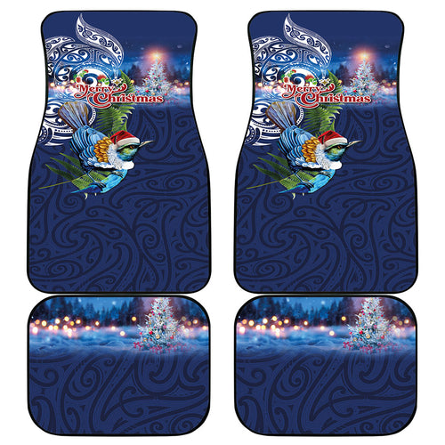 New Zealand Merry Christmas Car Mats Maori Tribal Pattern with Xmas Tui Bird