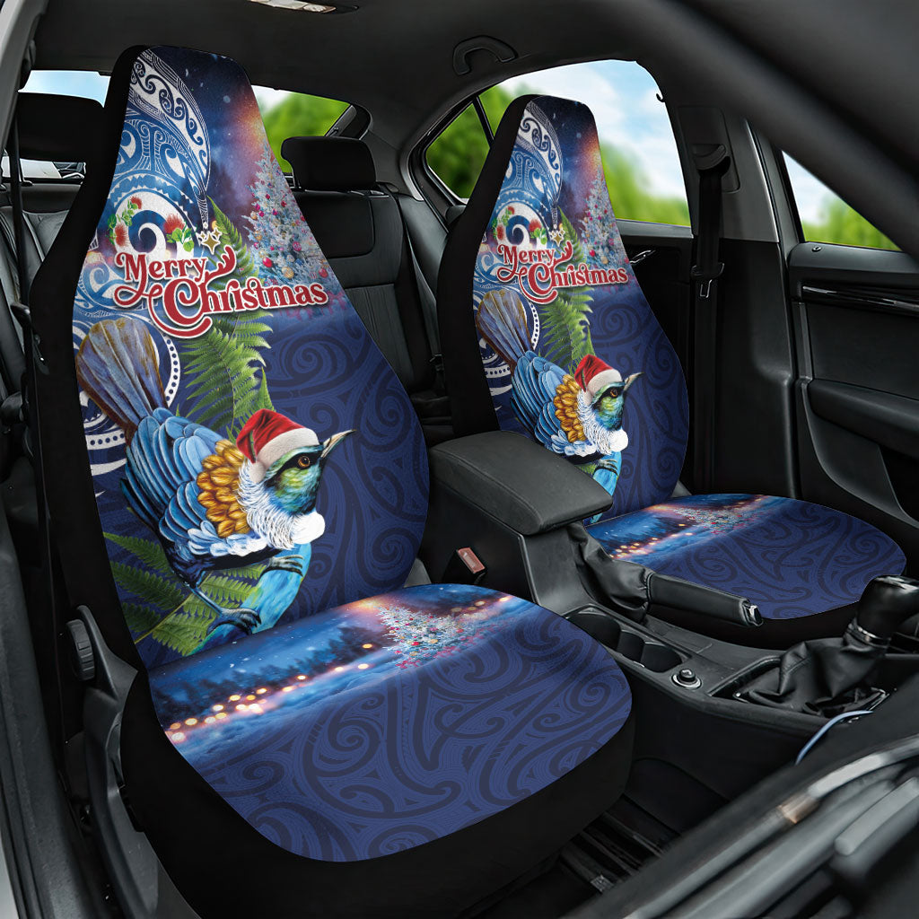 New Zealand Merry Christmas Car Seat Cover Maori Tribal Pattern with Xmas Tui Bird