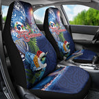 New Zealand Merry Christmas Car Seat Cover Maori Tribal Pattern with Xmas Tui Bird