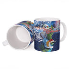 New Zealand Merry Christmas Ceramic Mug Maori Tribal Pattern with Xmas Tui Bird