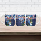 New Zealand Merry Christmas Ceramic Mug Maori Tribal Pattern with Xmas Tui Bird