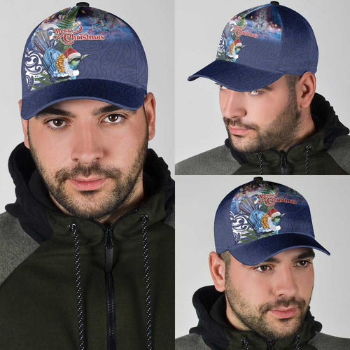 New Zealand Merry Christmas Classic Cap Maori Tribal Pattern with Xmas Tui Bird