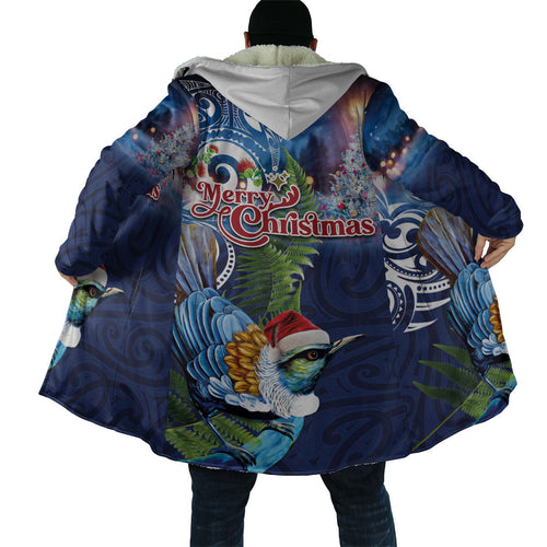 New Zealand Merry Christmas Cloak Maori Tribal Pattern with Xmas Tui Bird