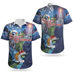 New Zealand Merry Christmas Couples Matching Off Shoulder Short Dress and Hawaiian Shirt Maori Tribal Pattern with Xmas Tui Bird LT03