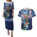 New Zealand Merry Christmas Couples Matching Puletasi and Hawaiian Shirt Maori Tribal Pattern with Xmas Tui Bird