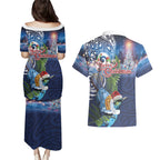 New Zealand Merry Christmas Couples Matching Puletasi and Hawaiian Shirt Maori Tribal Pattern with Xmas Tui Bird